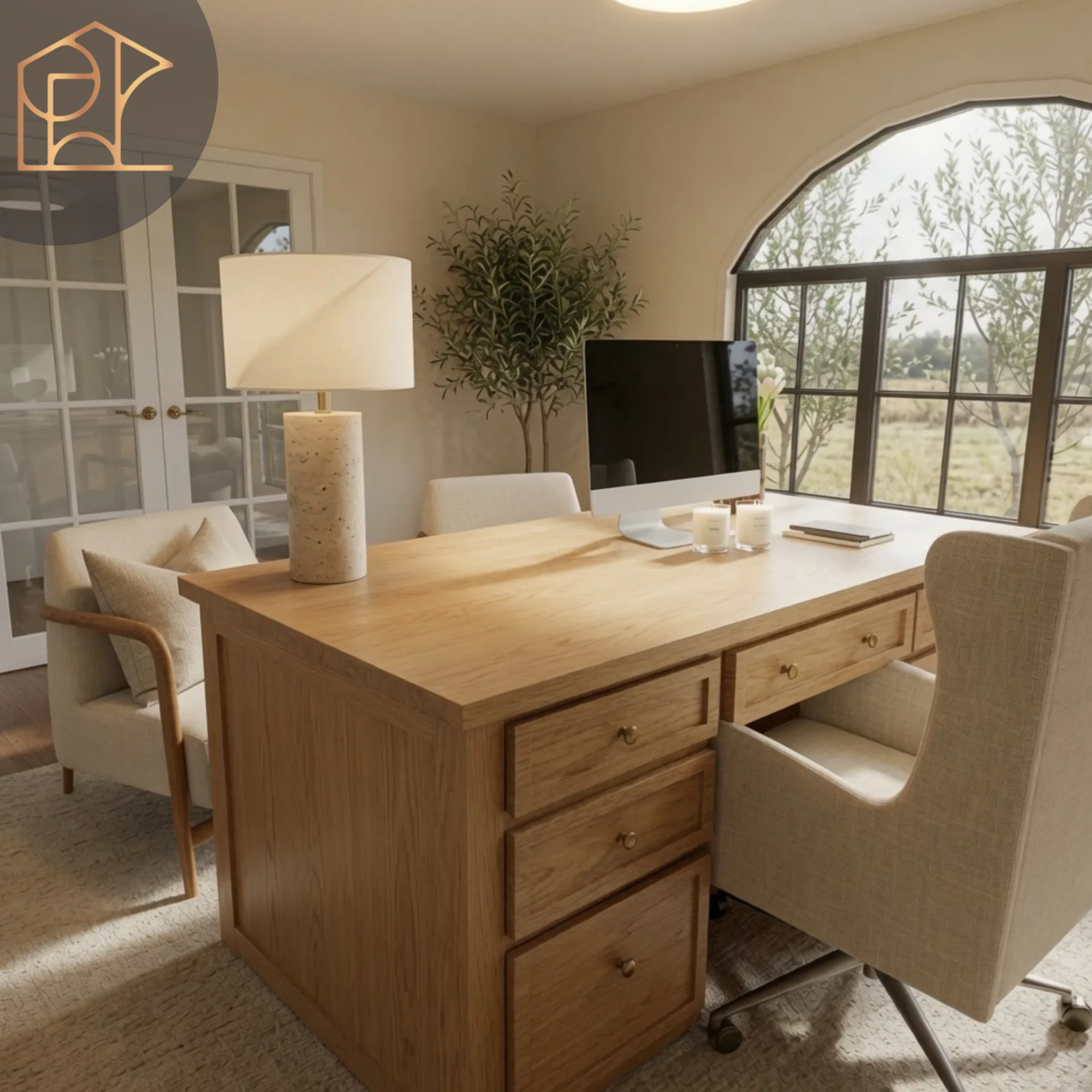 Bureau avec fenêtre arquée aménagé par Summex Design