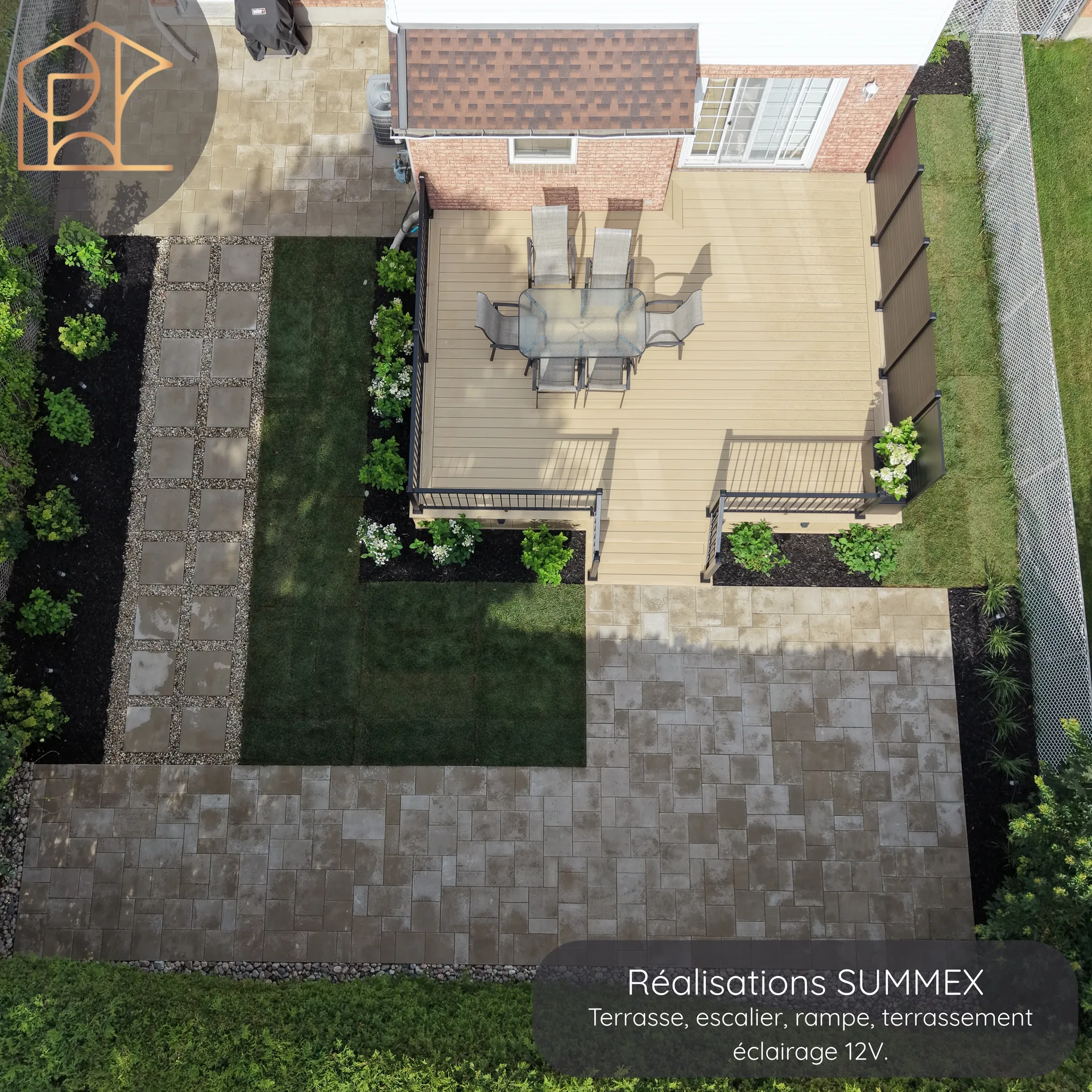 Vue aérienne d'une terrasse et d'un patio — projet Gatineau